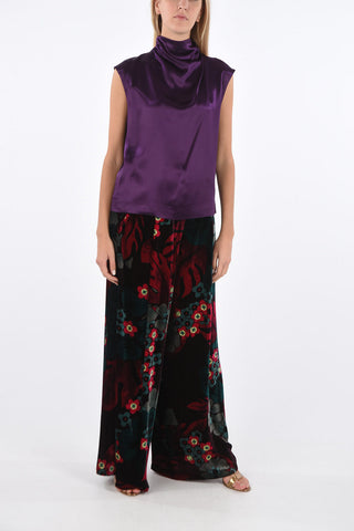 Satin Turtleneck Top with Back Zip