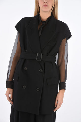 Gilet Lungo Doppiopetto con Cintura