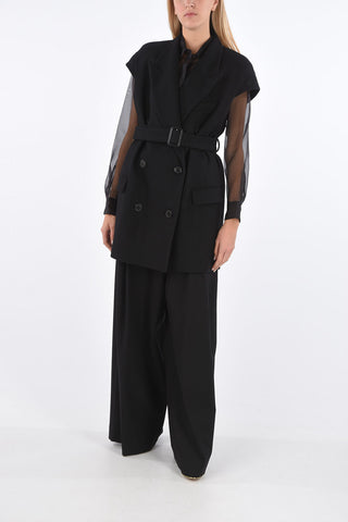 Gilet Lungo Doppiopetto con Cintura