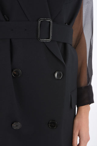 Long Double-breasted Vest with Belt
