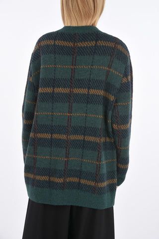 Plaid Check Cardigan with Front Buttoning