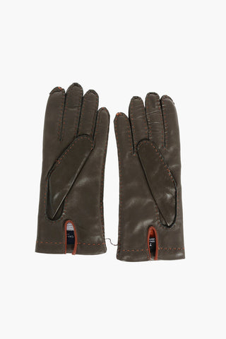 Leather Gloves with Visible Stitching