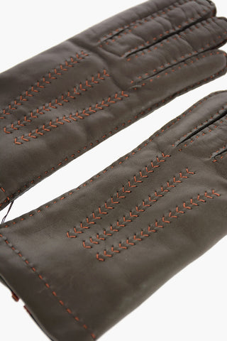Leather Gloves with Visible Stitching