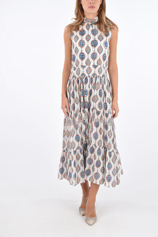 Flared Silk Floral Patterned Dress