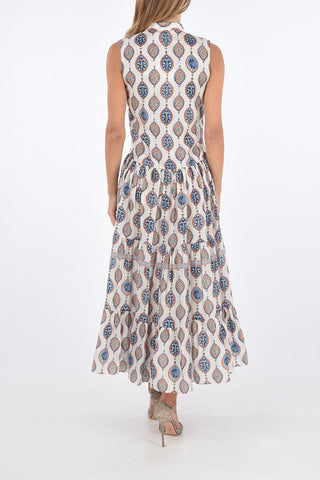 Flared Silk Floral Patterned Dress