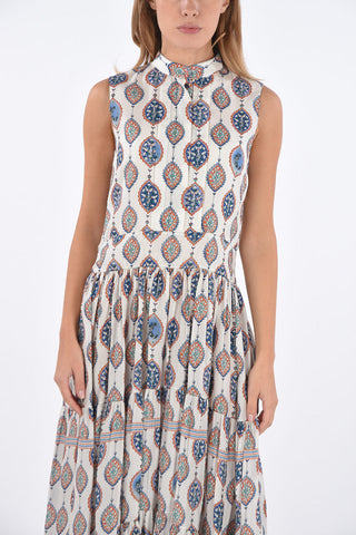 Flared Silk Floral Patterned Dress