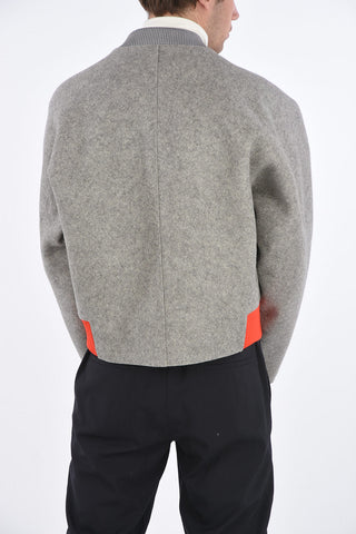 Lined Wool Bomber Jacket with Prints