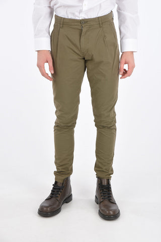 cotton FUNZIONALE double pleat trousers