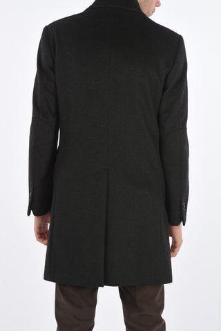 ID Notch Lapel Coat with Zip and Buttons Double Closure