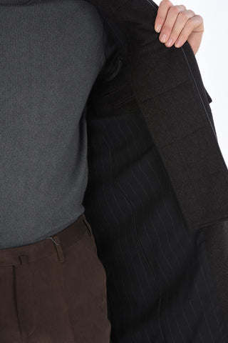 ID Notch Lapel Coat with Zip and Buttons Double Closure