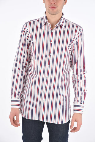 hairline striped spread collar shirt