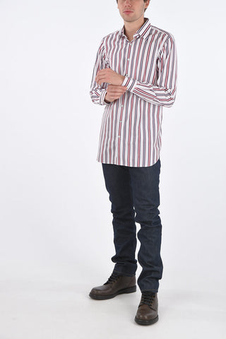 hairline striped spread collar shirt