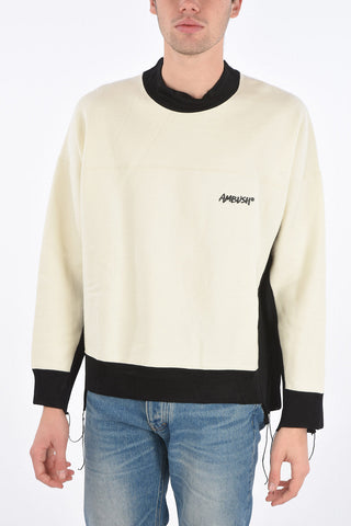 crew-neck sweatshirt with knitted details