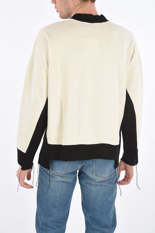 crew-neck sweatshirt with knitted details