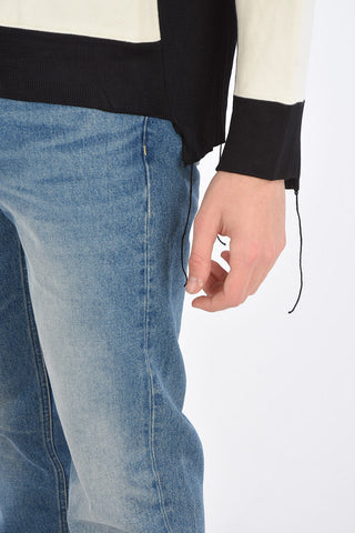 crew-neck sweatshirt with knitted details