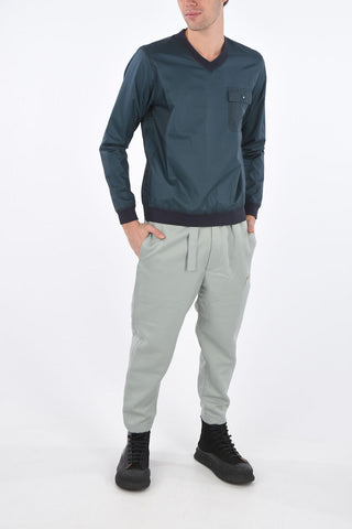 Nylon V-neck Sweatshirt