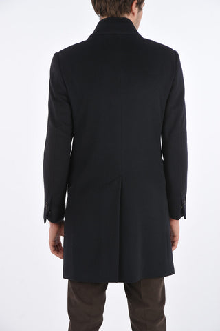 ID Cappotto in Cashmere con Rever Classico e Doppia Chiusura Zip e Bottoni 