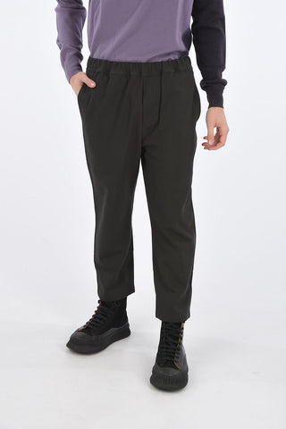Pantaloni Crop in Cotone con Elastico in Vita