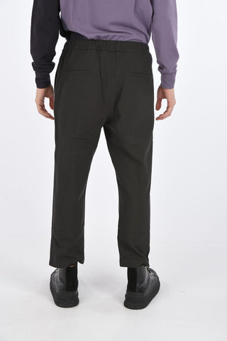 Pantaloni Crop in Cotone con Elastico in Vita