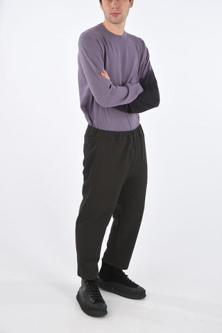 Pantaloni Crop in Cotone con Elastico in Vita