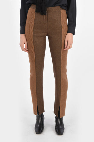 Pantaloni Bicolore in Lana e Cashmere con Chiusura Nascosta