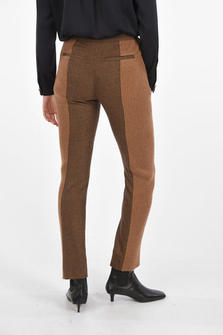 Pantaloni Bicolore in Lana e Cashmere con Chiusura Nascosta