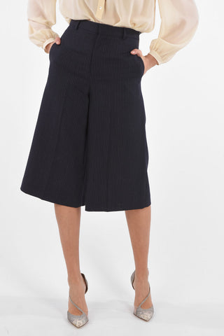 Pantaloni Gaucho Gessati con Passanti e 4 Tasche