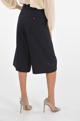 Pantaloni Gaucho Gessati con Passanti e 4 Tasche