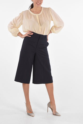 Pantaloni Gaucho Gessati con Passanti e 4 Tasche