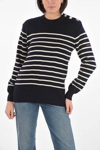ARMOR LUX X THE BRETON awning striped crew-neck sweater with jewel