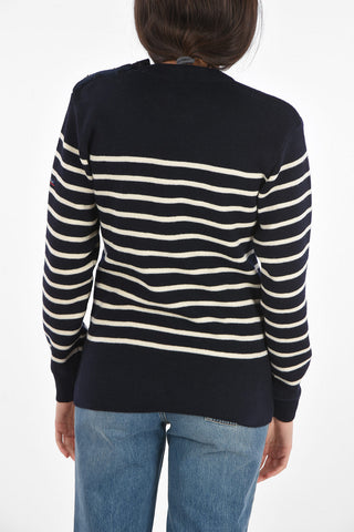 ARMOR LUX X THE BRETON awning striped crew-neck sweater with jewel