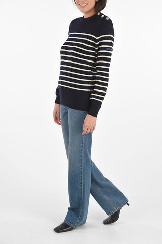 ARMOR LUX X THE BRETON awning striped crew-neck sweater with jewel