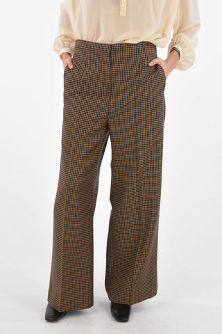 Houndstooth Palazzo Pants with Hidden Fastening