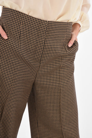 Houndstooth Palazzo Pants with Hidden Fastening