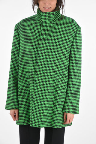 Cappotto Monopetto a Collo Alto Pied de Poule
