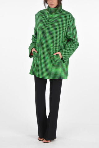 Cappotto Monopetto a Collo Alto Pied de Poule
