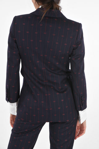 Blazer Gessato con Motivo Monogram e Rever a Lancia