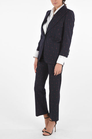 Blazer Gessato con Motivo Monogram e Rever a Lancia