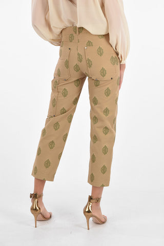 Monogram Embroidered Pants with Asymmetrical Pockets
