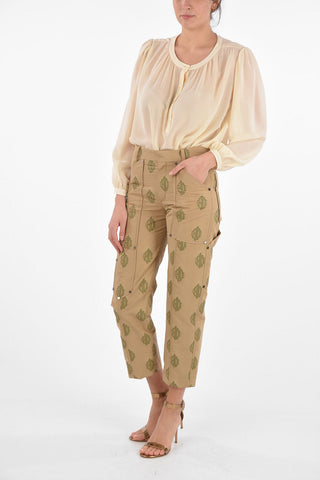 Monogram Embroidered Pants with Asymmetrical Pockets