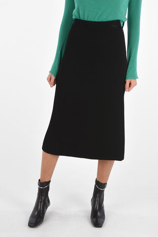 Gonna Elasticizzata a Coste con Zip Laterale