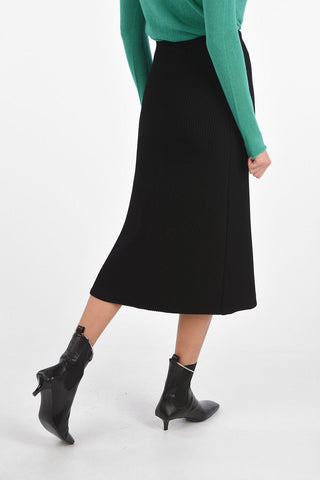 Gonna Elasticizzata a Coste con Zip Laterale