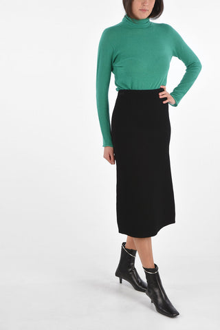 Gonna Elasticizzata a Coste con Zip Laterale