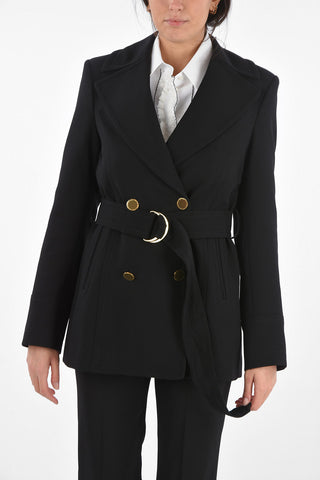 Blazer Doppiopetto con Bottoni Gioiello e Cintura