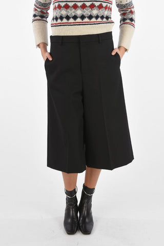 Wide Leg Gaucho Pants with Belt Loops and Hidden Fastening