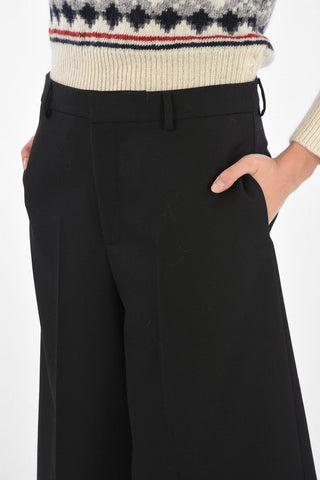 Wide Leg Gaucho Pants with Belt Loops and Hidden Fastening