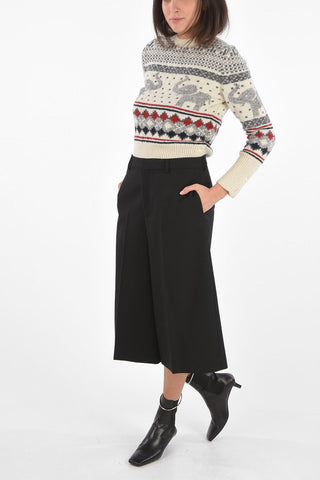 Wide Leg Gaucho Pants with Belt Loops and Hidden Fastening