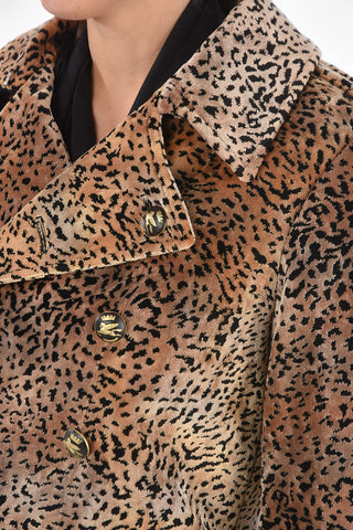 Double-breasted Jacquard Animalier Coat with Lapel Sleeves