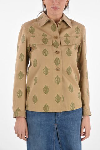 Denim Shirt with All-Over Monogram Embroideries