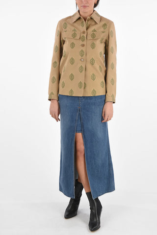 Denim Shirt with All-Over Monogram Embroideries